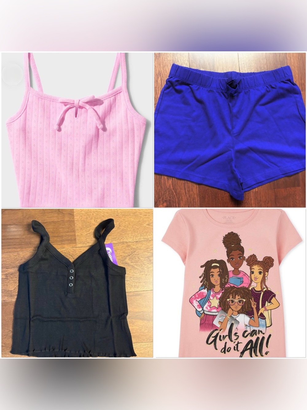 NWT Girls 10 Tops & Shorts Bundle - Pink, Blue, Black - Summer